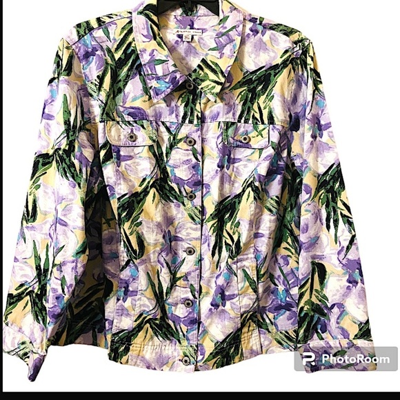 JM Collection Jackets & Blazers - JM Collection Plus Size 24W Cotton 100% Long Sleeves Button Up Abstract Jacket